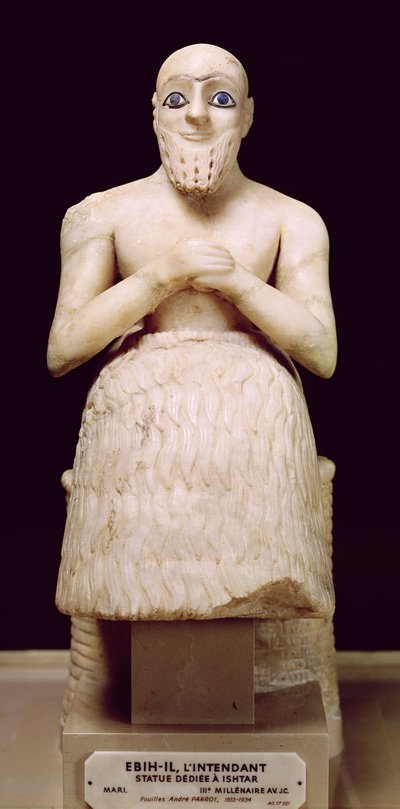 Statue of the official Ebih-Il, from the Temple of Ishtar at Mari, Iraq, Middle Euphrates, Early Dynastic Period, c.2500 BC by Sumerian